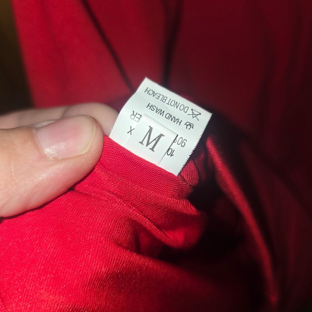 Plunge V-Neck Red Mini Dress with fake pockets! Size M - Picture 3 of 3